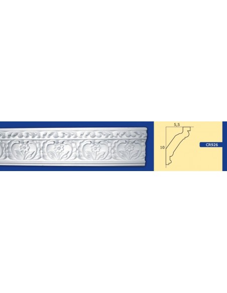 CORNICE DA PARETE PER INTERNI  IN GESSO CERAMICO VERNICIABILE ART.  926  ASTA DA 1,5 MT