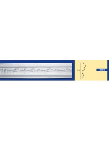 CORNICE DA PARETE PER INTERNI  IN GESSO CERAMICO VERNICIABILE ART. 945  ASTA DA 1,5 MT