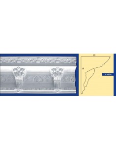 CORNICE DA PARETE PER INTERNI  IN GESSO CERAMICO VERNICIABILE ART.  958  ASTA DA 1,5 MT 2