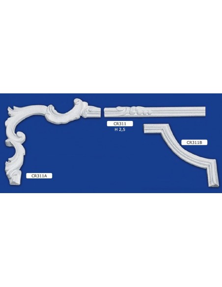 CORNICE DA PARETE PER INTERNI  IN GESSO CERAMICO VERNICIABILE ART. 311