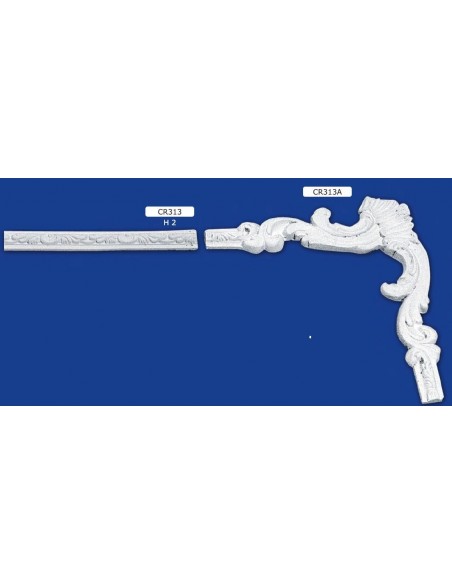 CORNICE DA PARETE PER INTERNI  IN GESSO CERAMICO VERNICIABILE ART. 313