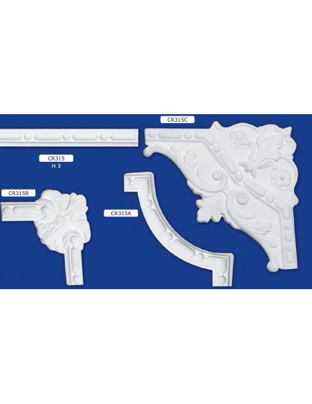 CORNICE DA PARETE PER INTERNI  IN GESSO CERAMICO VERNICIABILE ART. 315