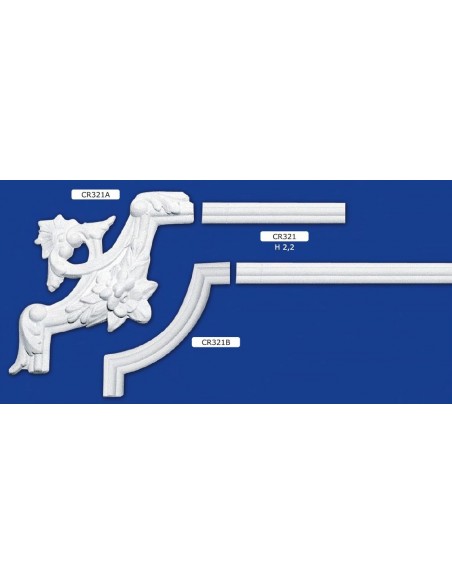 CORNICE DA PARETE PER INTERNI  IN GESSO CERAMICO VERNICIABILE ART. 321